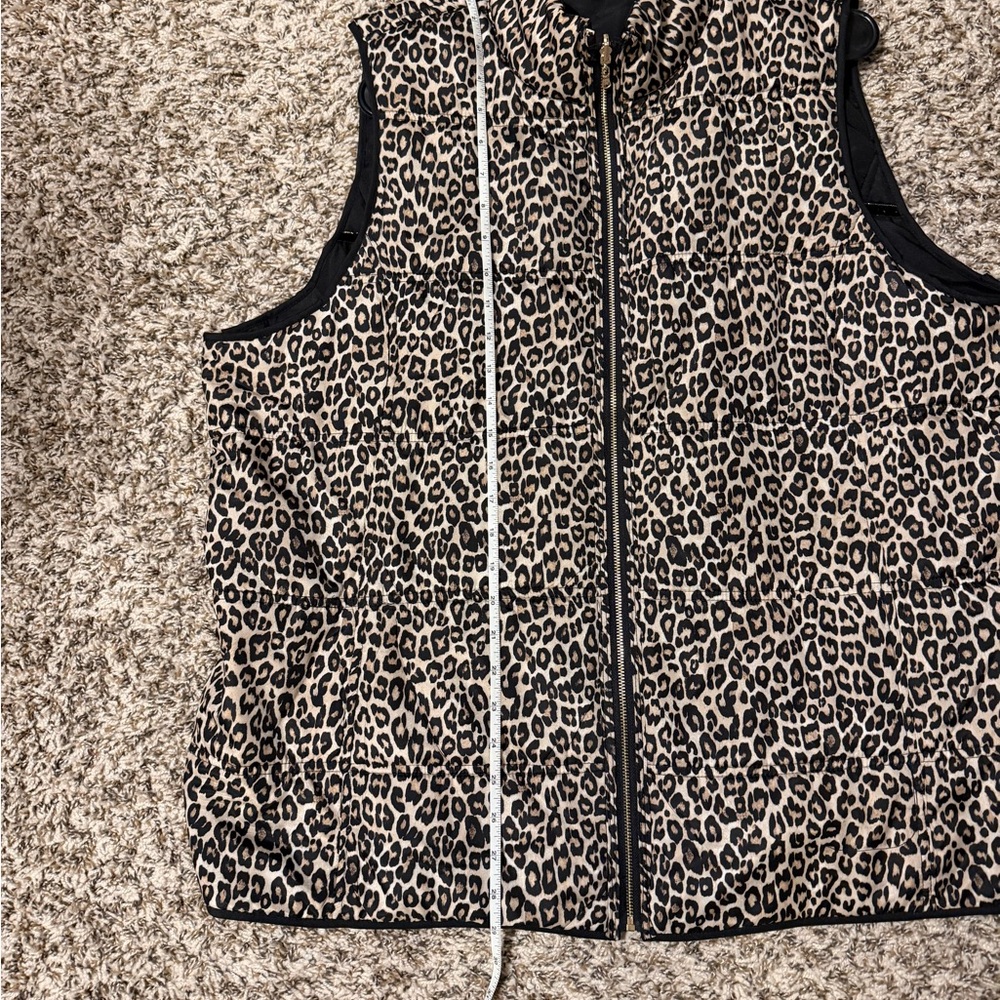 Chico's Black and Tan Animal Print Reversible  Vest Size 4/20 - Picture 9 of 11